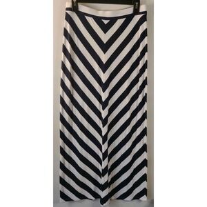 Ann Taylor LOFT Women's Petite Navy Blue/White Chevron Stripe Maxi Skirt Size SP